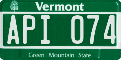 VT license plate API074
