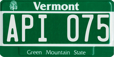 VT license plate API075