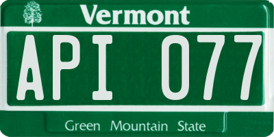 VT license plate API077