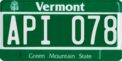 VT license plate API078