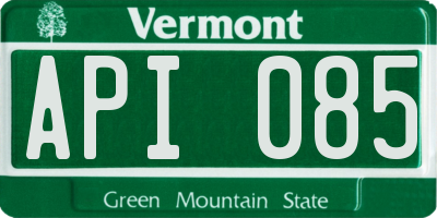 VT license plate API085