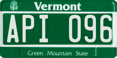 VT license plate API096