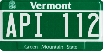 VT license plate API112