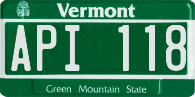 VT license plate API118