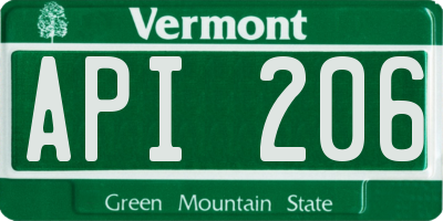 VT license plate API206