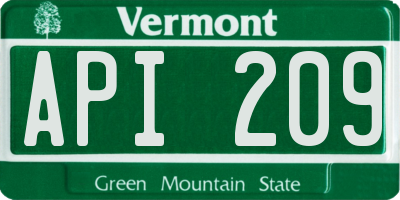 VT license plate API209