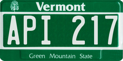 VT license plate API217