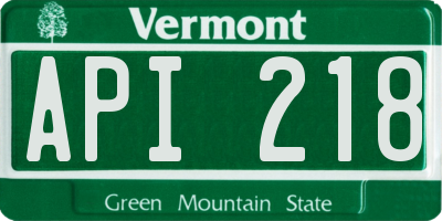 VT license plate API218