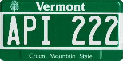 VT license plate API222