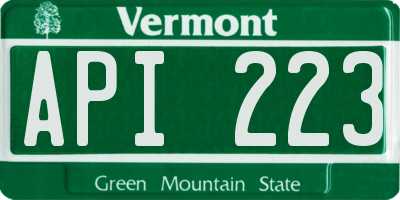 VT license plate API223