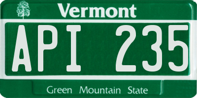 VT license plate API235