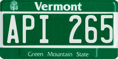 VT license plate API265