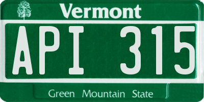 VT license plate API315