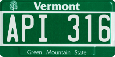 VT license plate API316