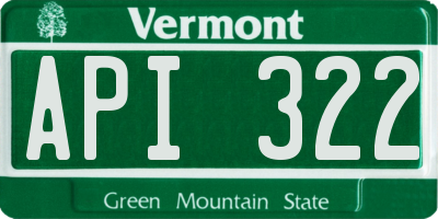 VT license plate API322