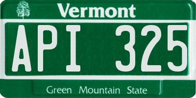 VT license plate API325