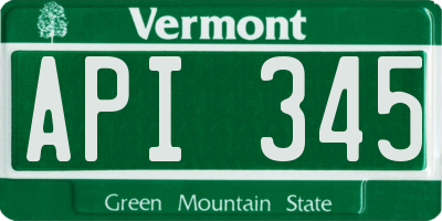 VT license plate API345