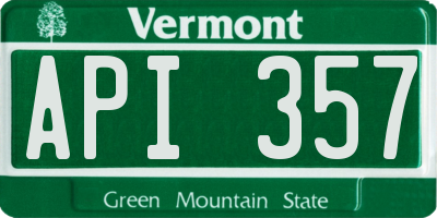 VT license plate API357