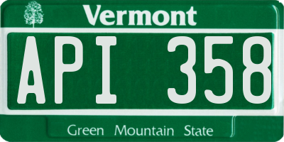 VT license plate API358