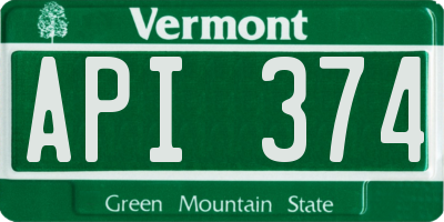 VT license plate API374