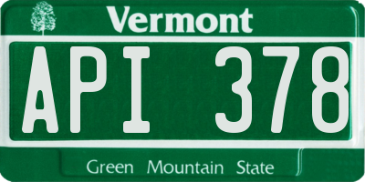 VT license plate API378