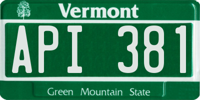 VT license plate API381