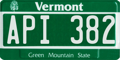 VT license plate API382