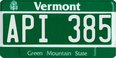 VT license plate API385