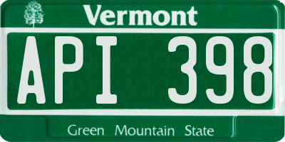 VT license plate API398