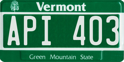 VT license plate API403
