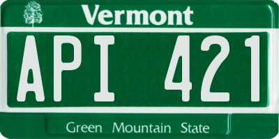 VT license plate API421