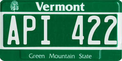 VT license plate API422