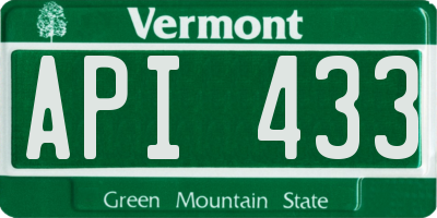 VT license plate API433