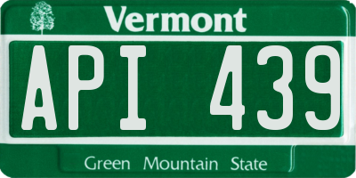VT license plate API439