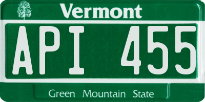 VT license plate API455