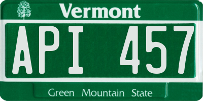 VT license plate API457
