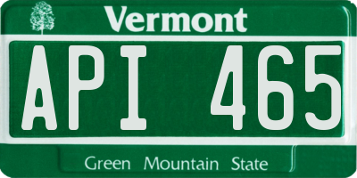 VT license plate API465
