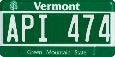 VT license plate API474