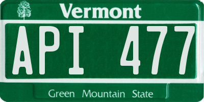 VT license plate API477