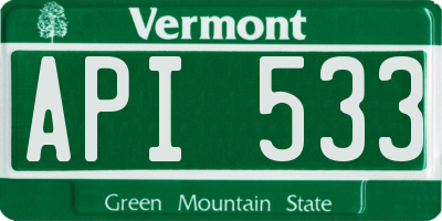 VT license plate API533