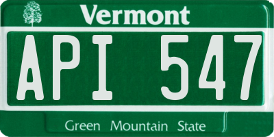 VT license plate API547