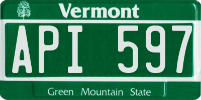VT license plate API597