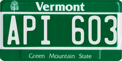 VT license plate API603