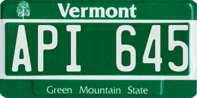 VT license plate API645