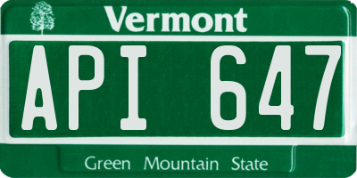 VT license plate API647