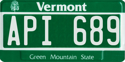 VT license plate API689