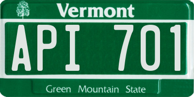 VT license plate API701