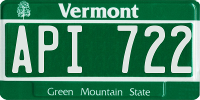 VT license plate API722
