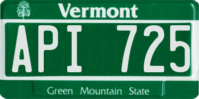 VT license plate API725