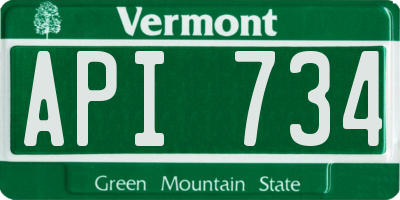 VT license plate API734